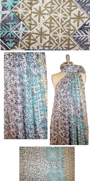 Italian color change graphic silk crepe de chine 1.25 yds