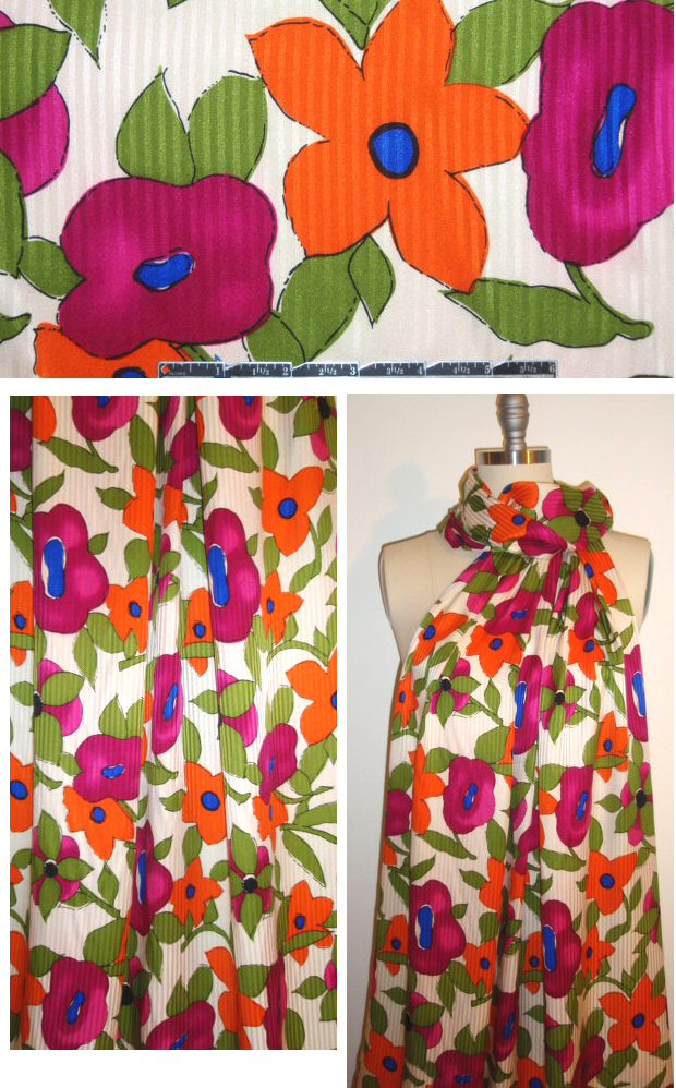 NY designer vivid floral silk stripe jacquard