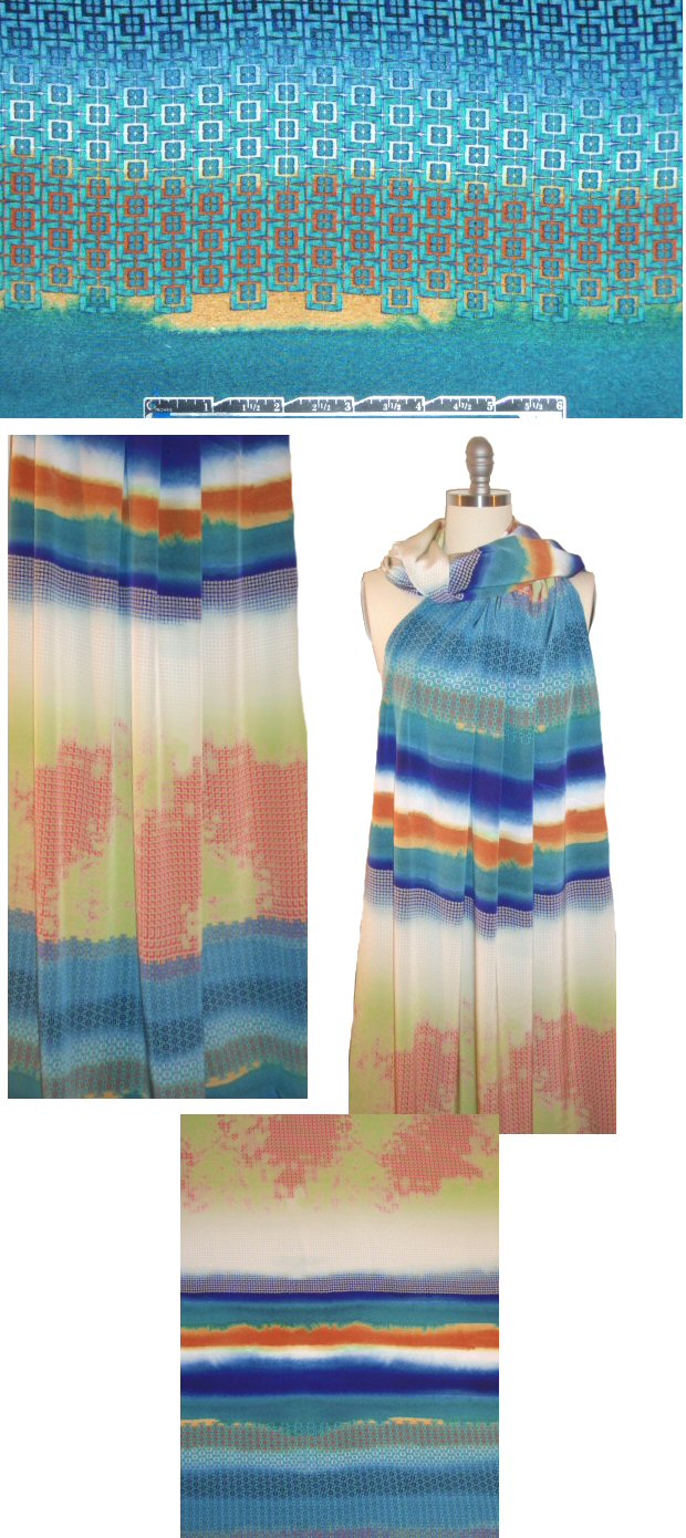 Sun0 graphic sunrise silk panel blouseweight woven