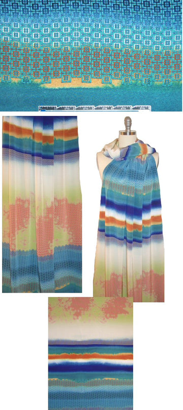 Sun0 graphic sunrise silk panel blouseweight woven