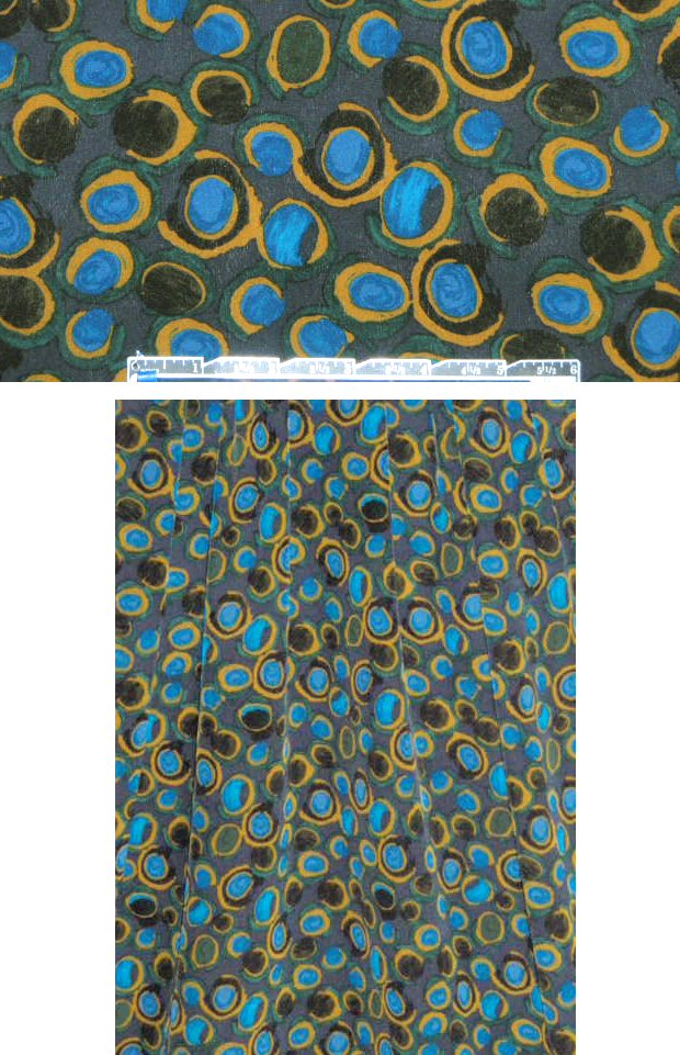 NY designer teal dot graphic silk crepe de chine
