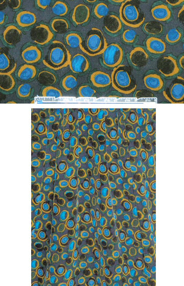 NY designer teal dot graphic silk crepe de chine