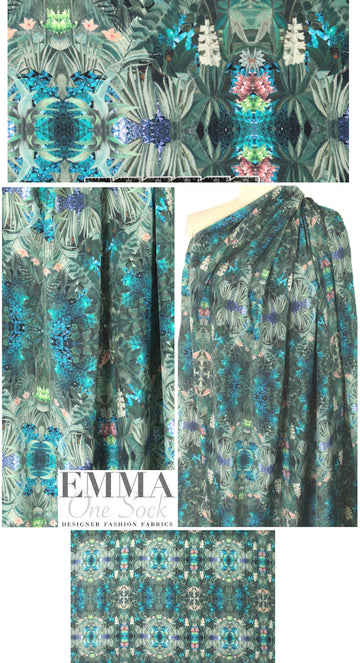 NY designer silk crepe de chine - rorschach garden