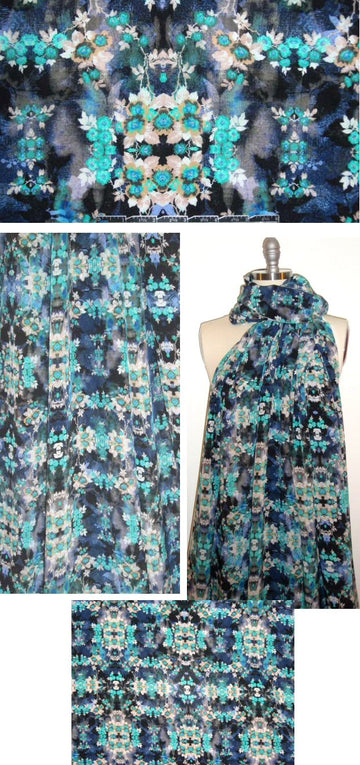 Italian floral garland digital silk woven blouseweight