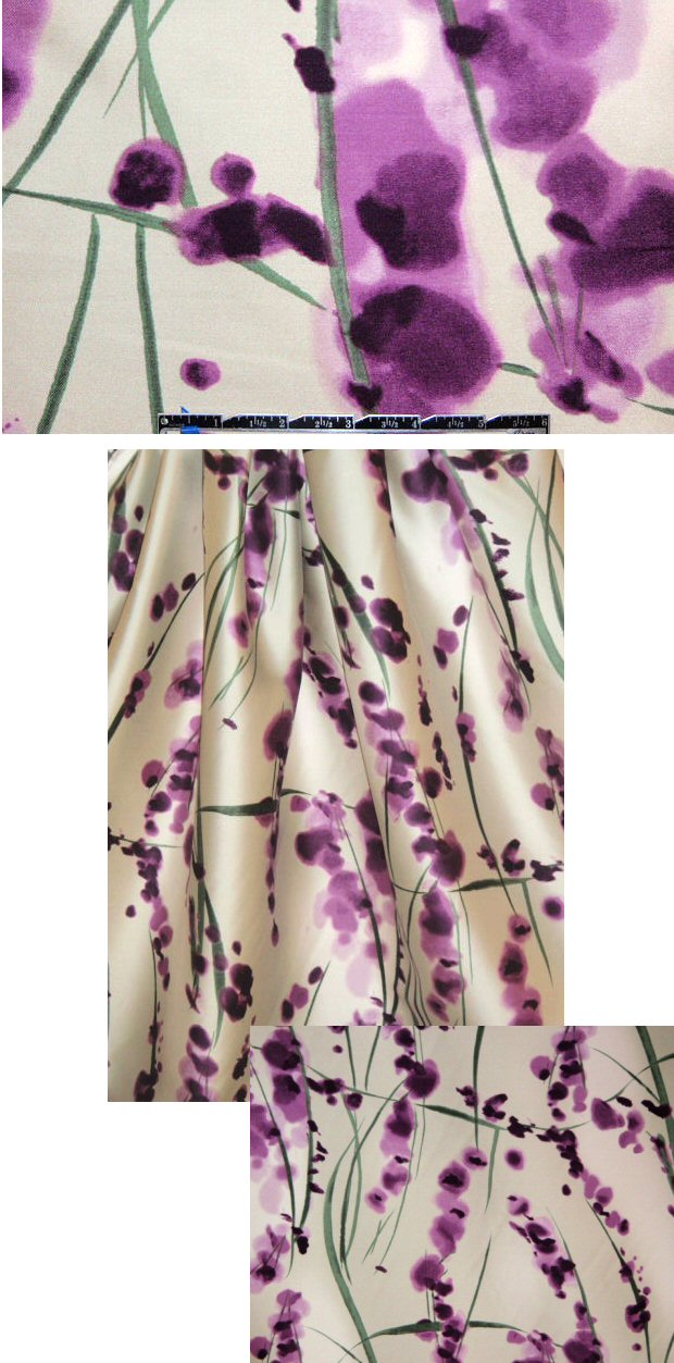 0scar printed heavy silk twill - violet floral .95 yds