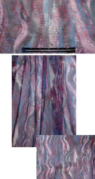 Italian grape/raspberry wavy abstract silk chiffon