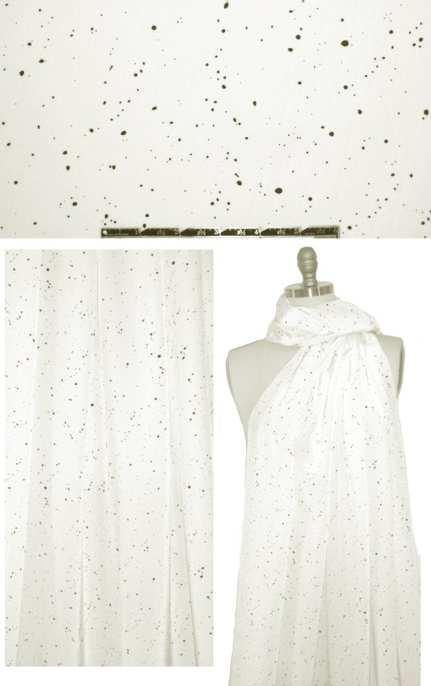 NY designer black specks on cream silk blouseweight