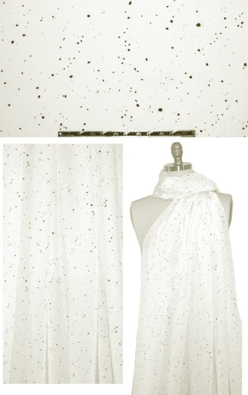 NY designer black specks on cream silk blouseweight 1.25 yd