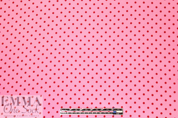 Whit silk crepe de chine - red dots on pink