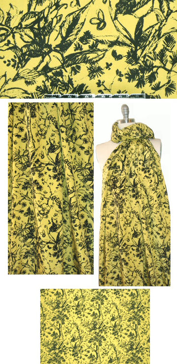 NY designer acacia/black floral silk CDC