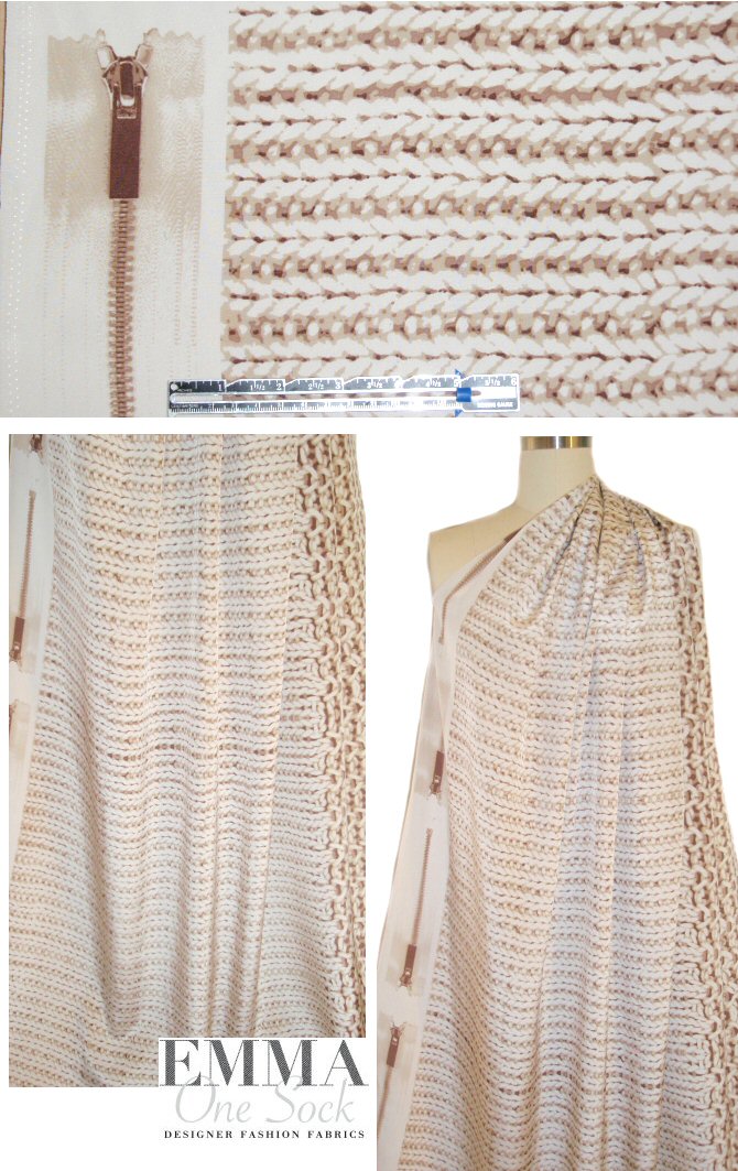 NY designer 'knit-purl-zip' silk woven 1.125 yds