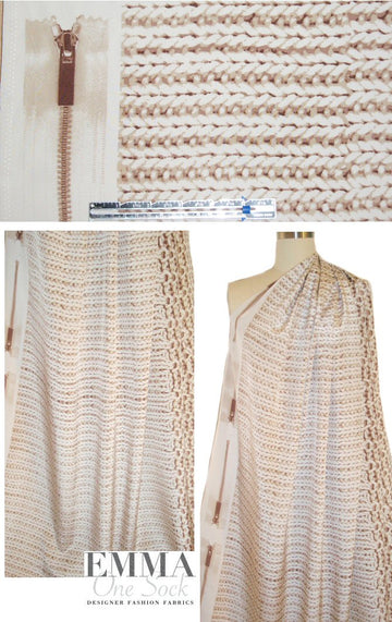 NY designer 'knit-purl-zip' silk woven 1.125 yds