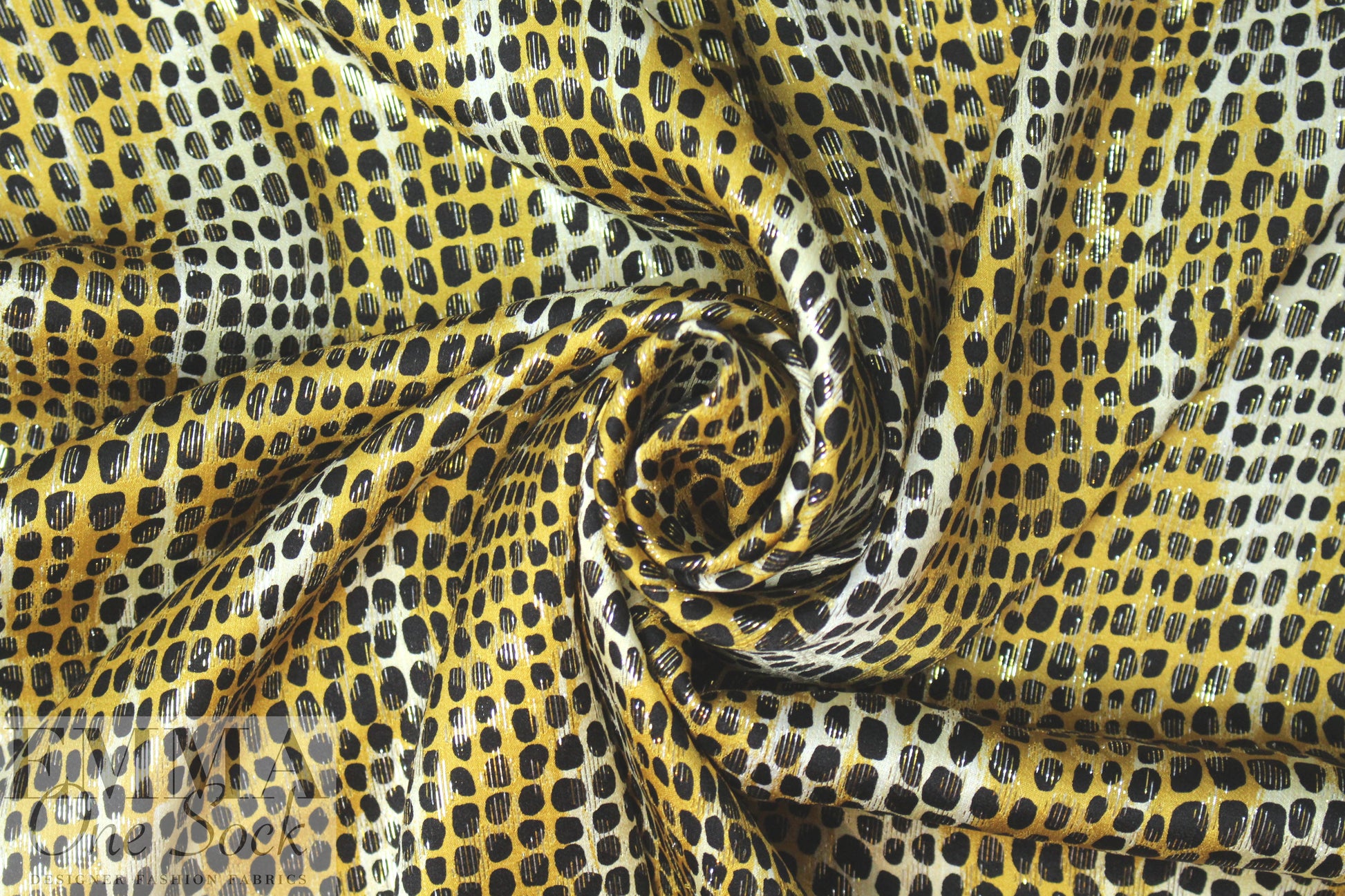 Italian gold/black animal print metallic silk lame'