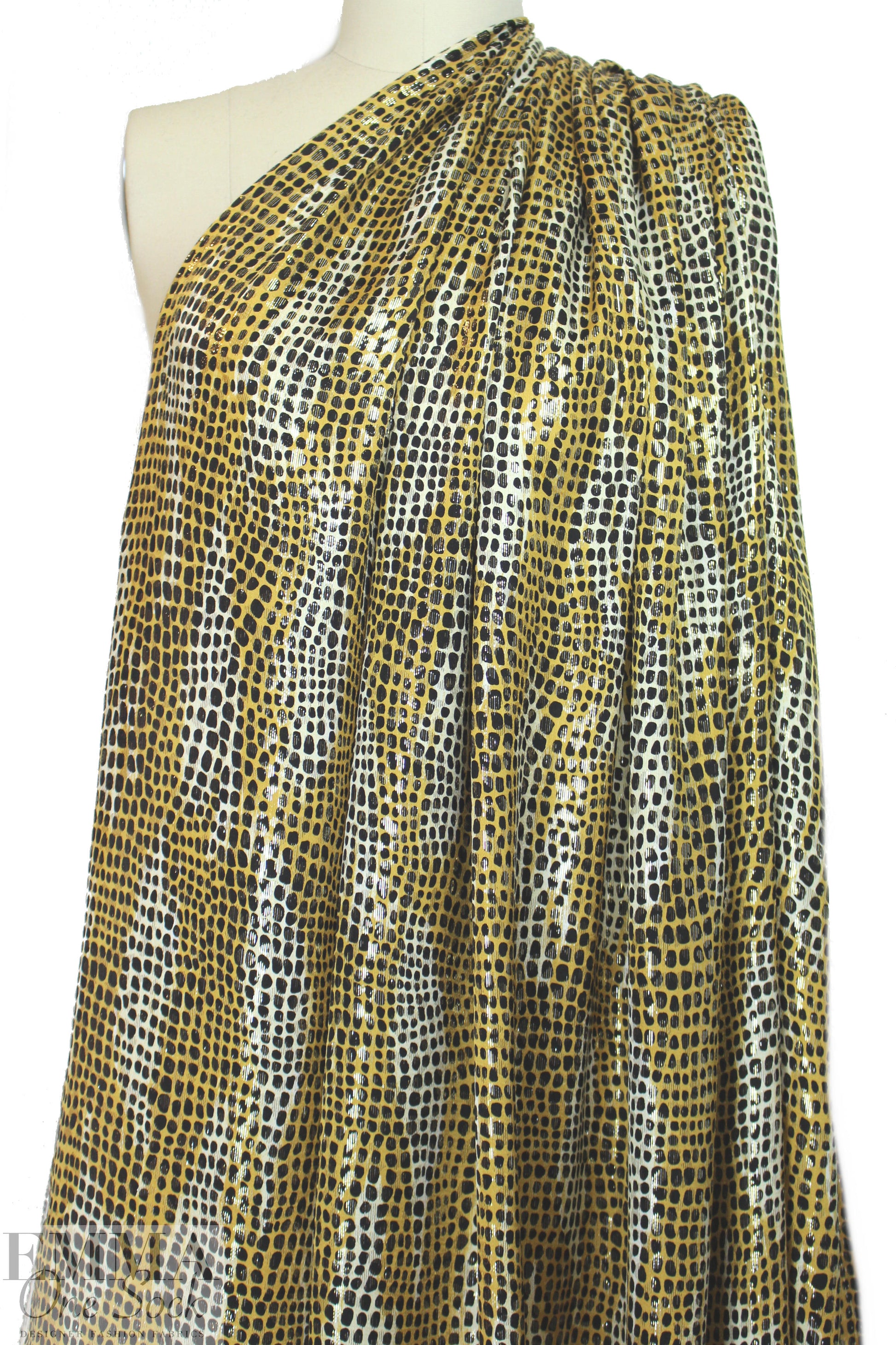 Italian gold/black animal print metallic silk lame'