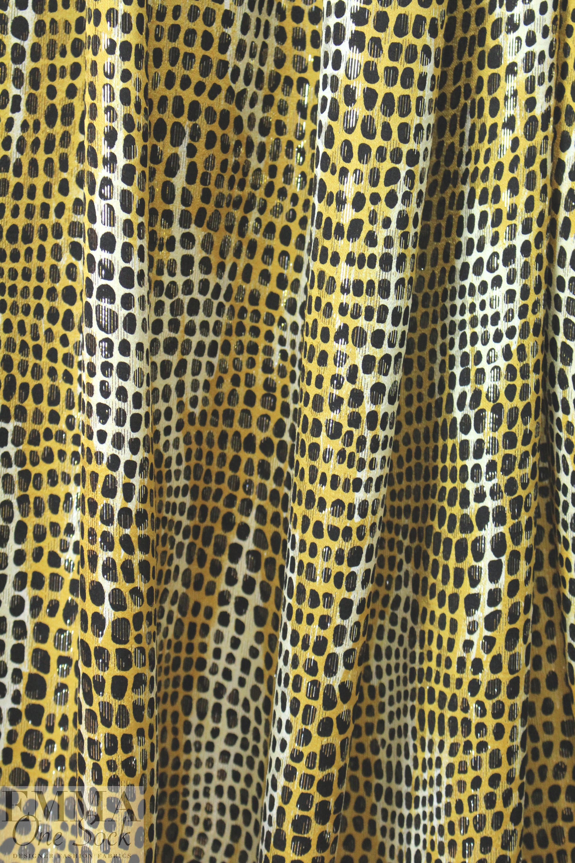 Italian gold/black animal print metallic silk lame'