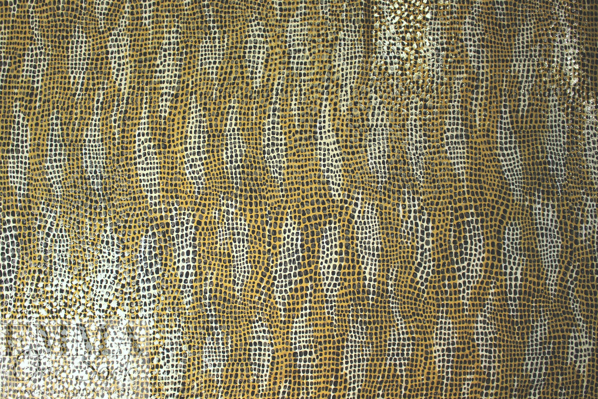 Italian gold/black animal print metallic silk lame'