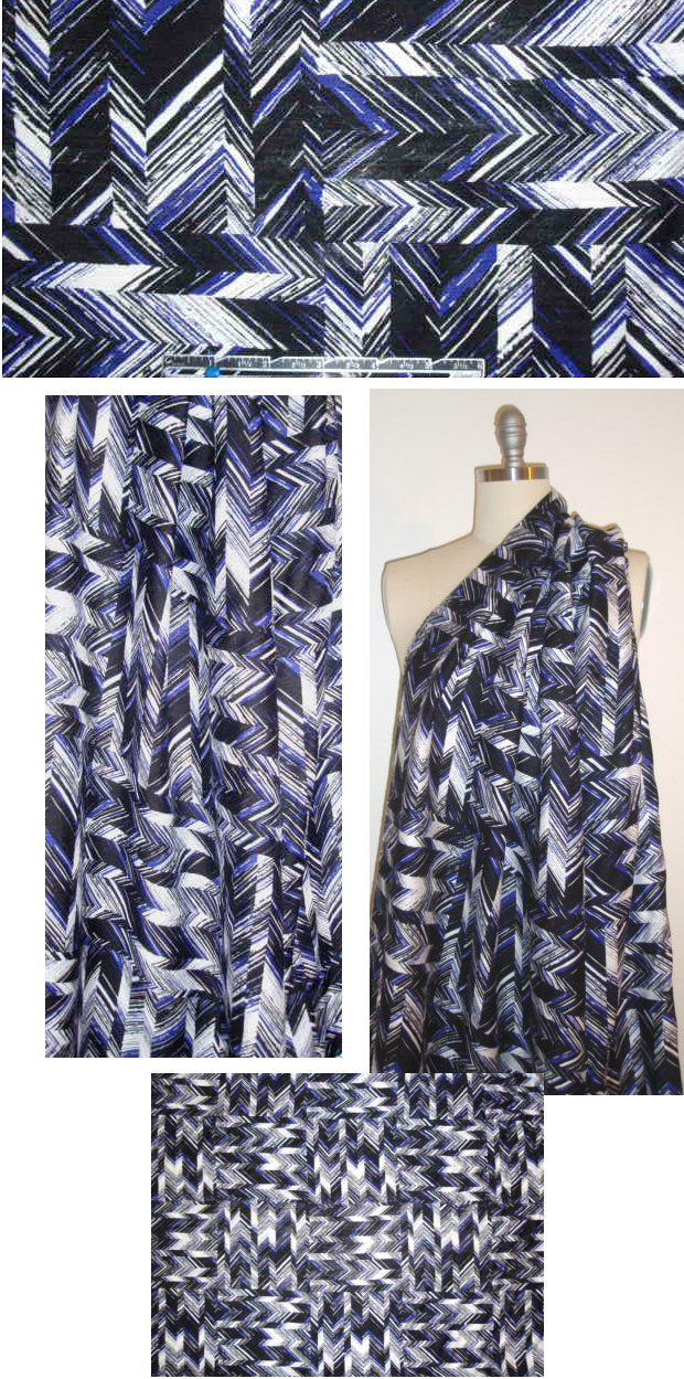 NY designer silk/viscose chevron graphic textured woven