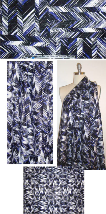 NY designer silk/viscose chevron graphic textured woven