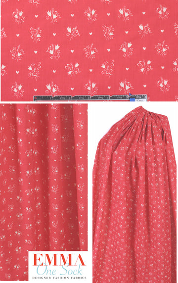 Ni1i L0tan panel cotton floral lawn- teaberry .66 yds Parcial Panel