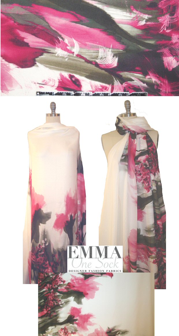 Mi11y pink abstracted floral border silk blouseweight