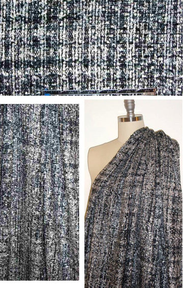 'French tweed' viscose blend boucle' - black/wht