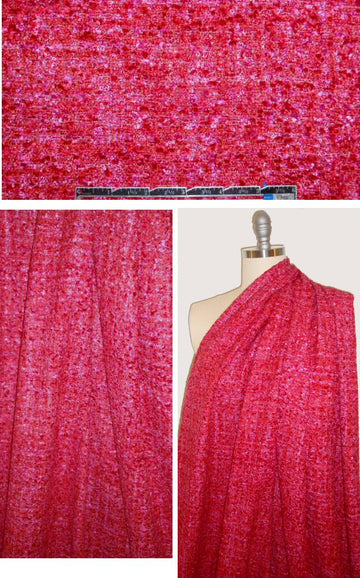 'French tweed' viscose blend boucle' - fuschia/red .80 yds
