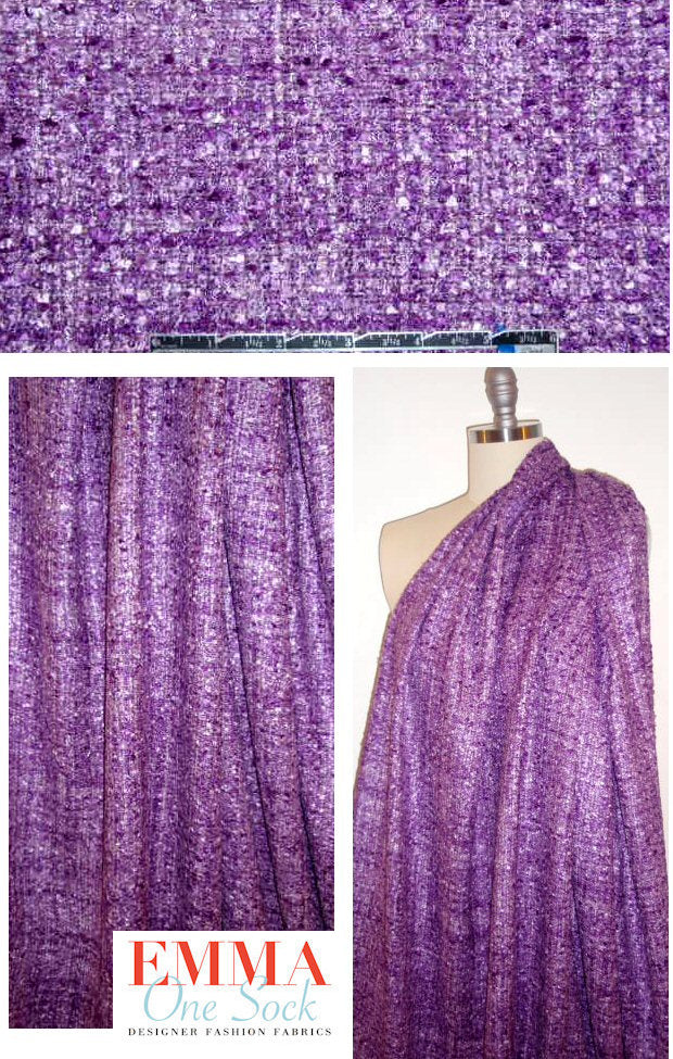 'French tweed' viscose blend boucle' - amethyst