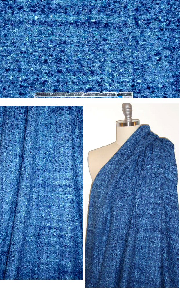 'French tweed' viscose blend boucle' - royal .75 yds