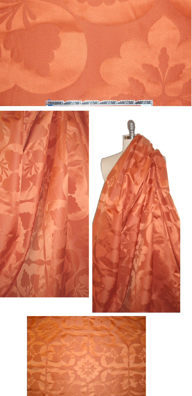 Italian all silk jacquard weave - tangerine 1.375 yd
