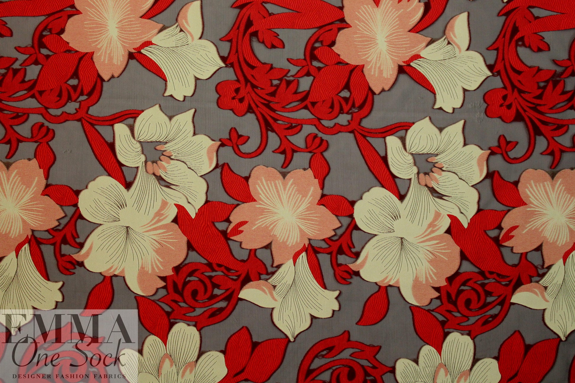 Italian decorative floral clipped weave brocade 1.66 yd