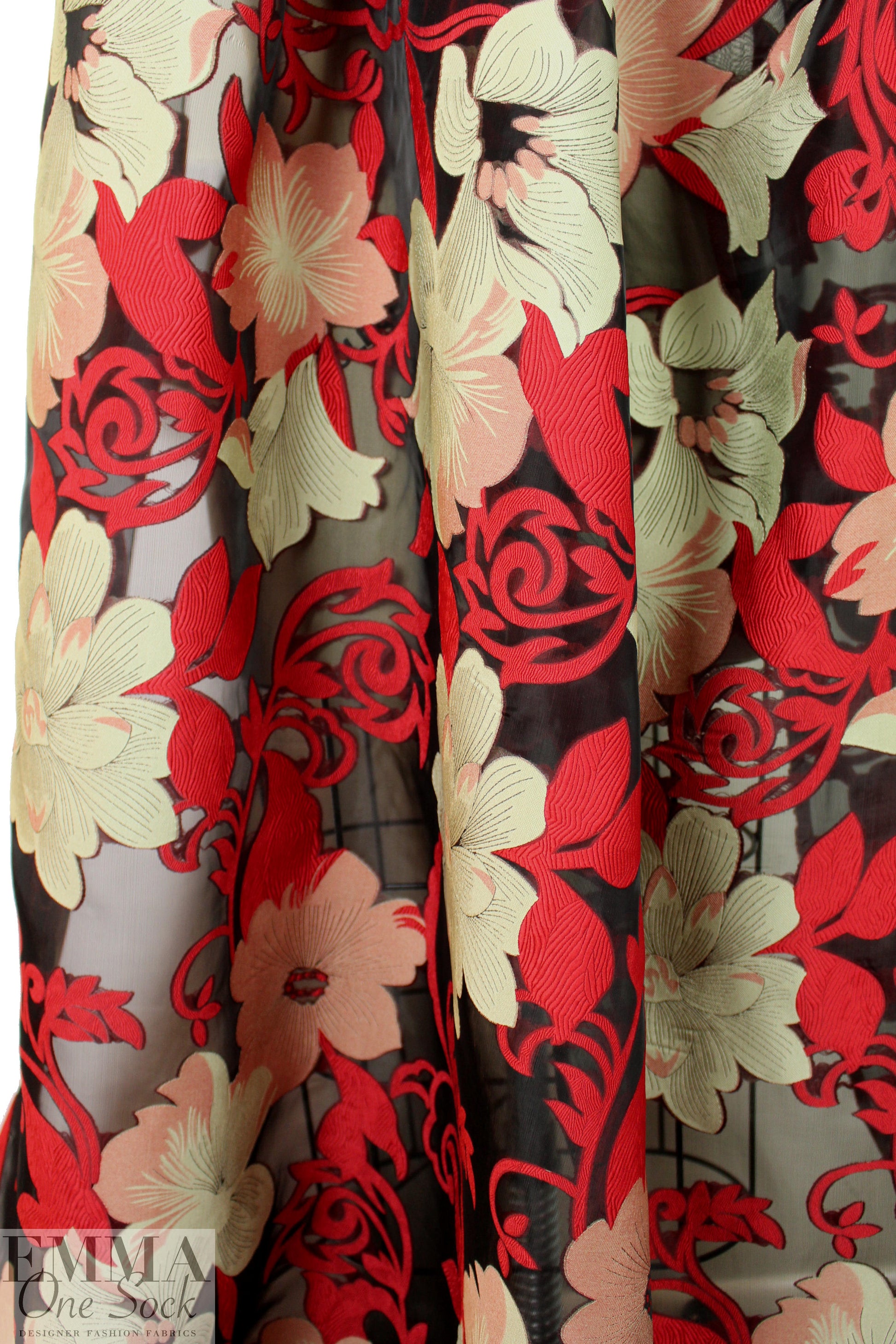 Italian decorative floral clipped weave brocade 1.66 yd