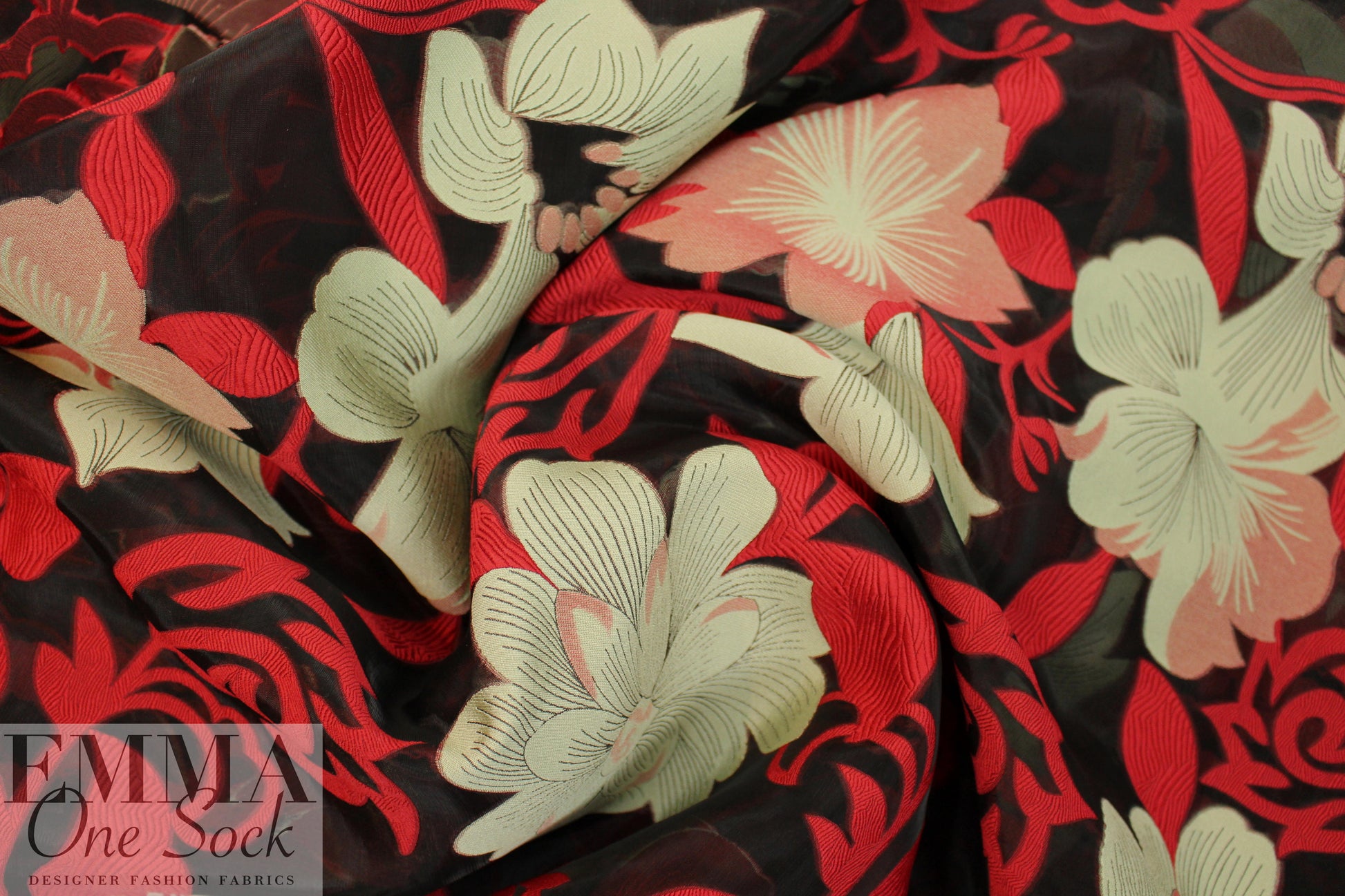 Italian decorative floral clipped weave brocade 1.66 yd