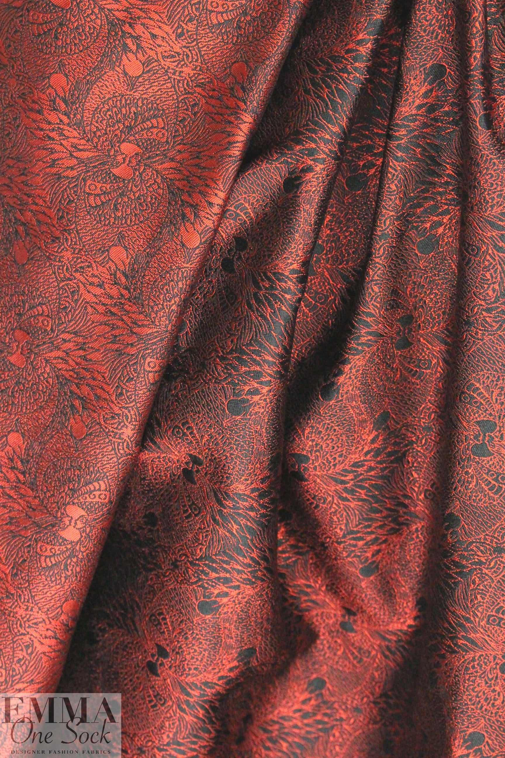 The0ry silk/rayon jacquard brocade - red/black