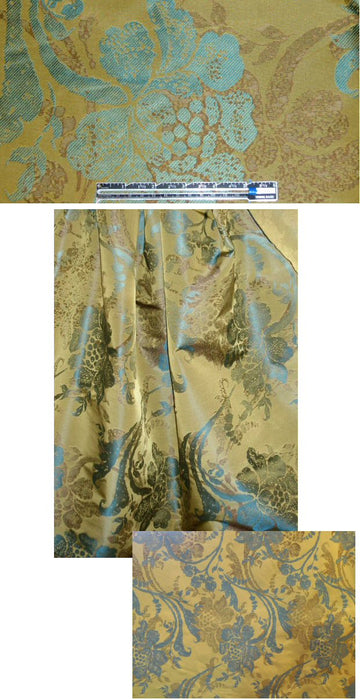 Italian all-silk brocade - green-gold/spruce 1.375 yds