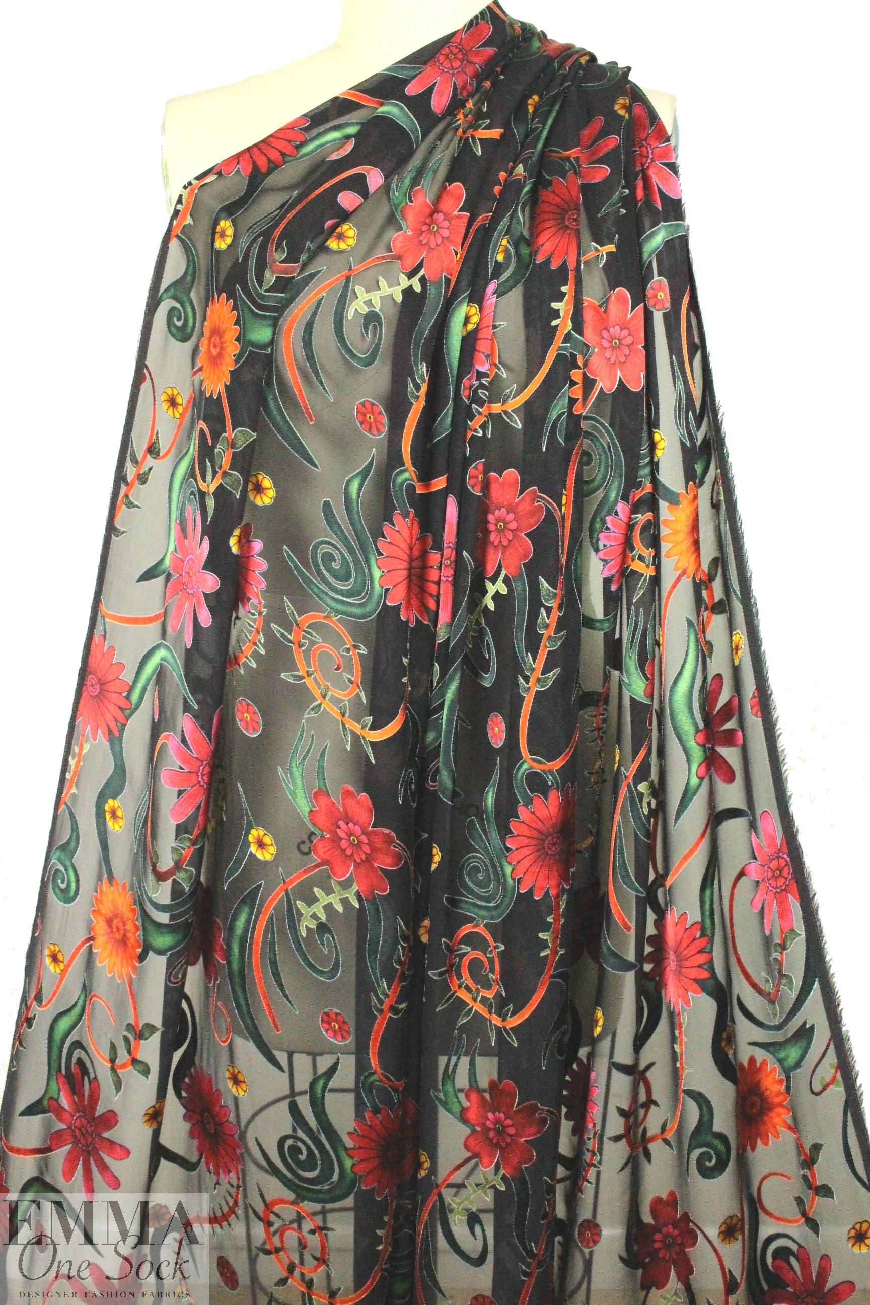 A1ice & O1ivia satin flower swirl rayon/silk burnout