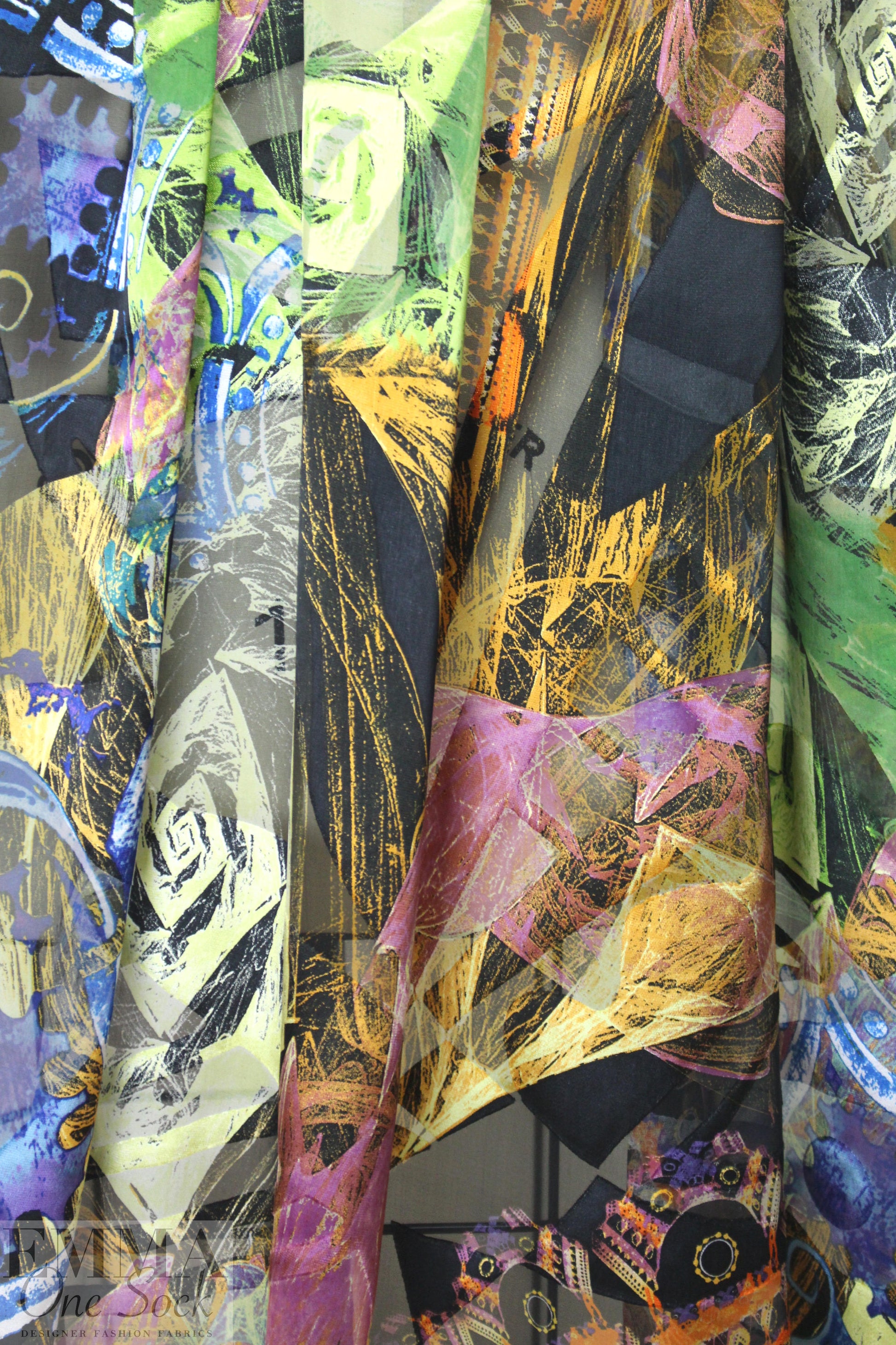 designer whimsical abstract silk/rayon burnout