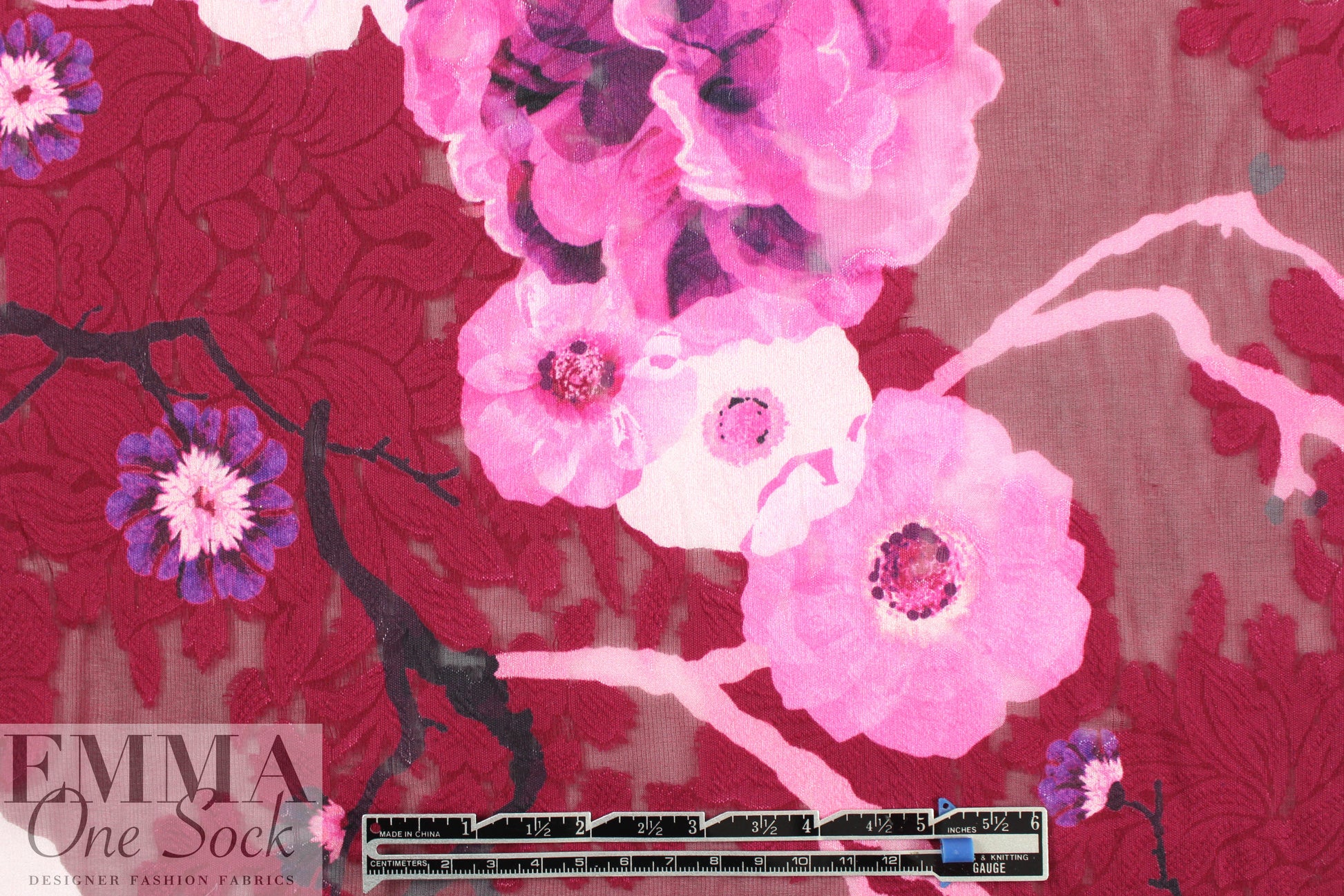 Italian silk/cotton clipped voile overprinted floral