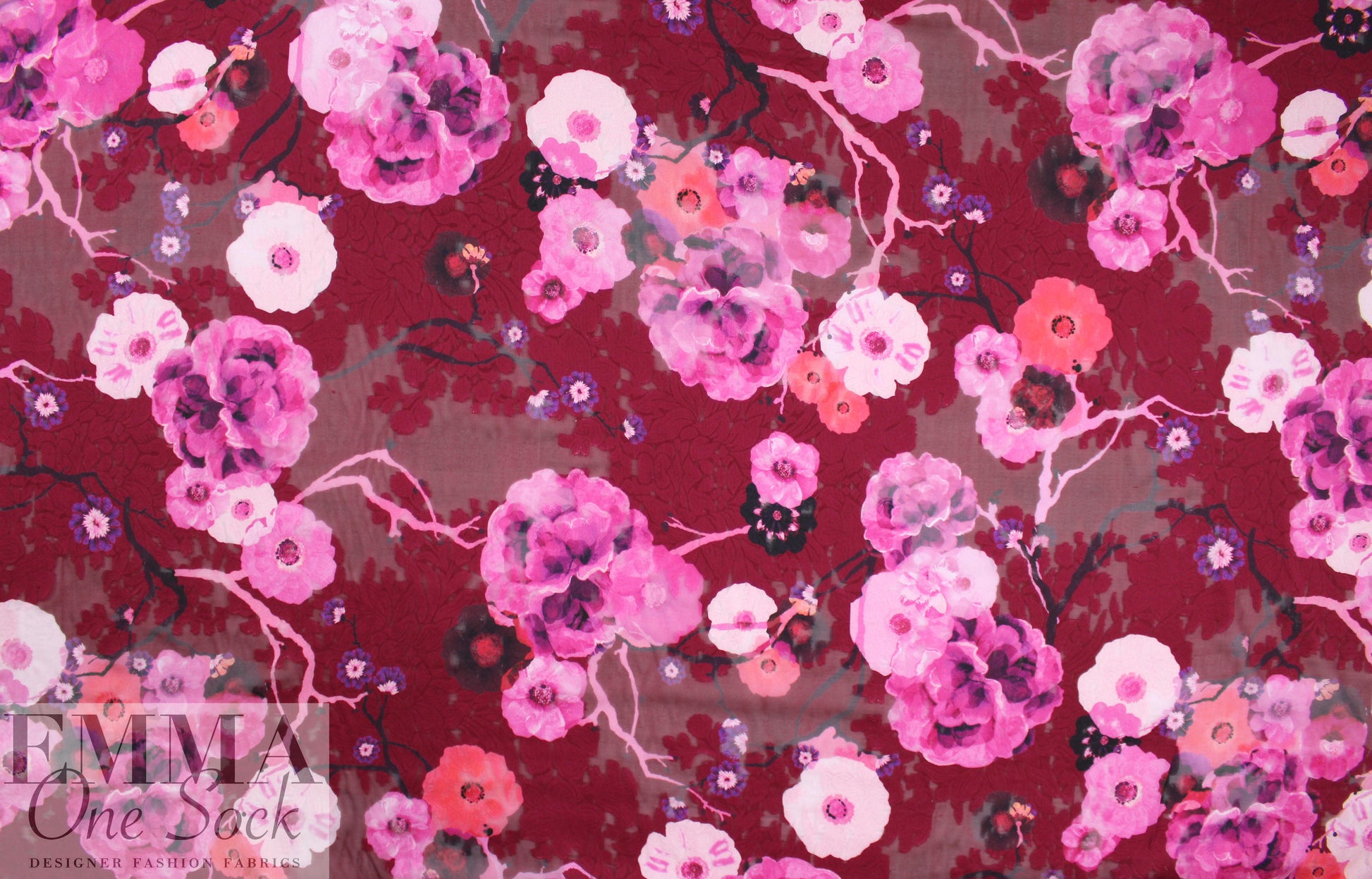 Italian silk/cotton clipped voile overprinted floral