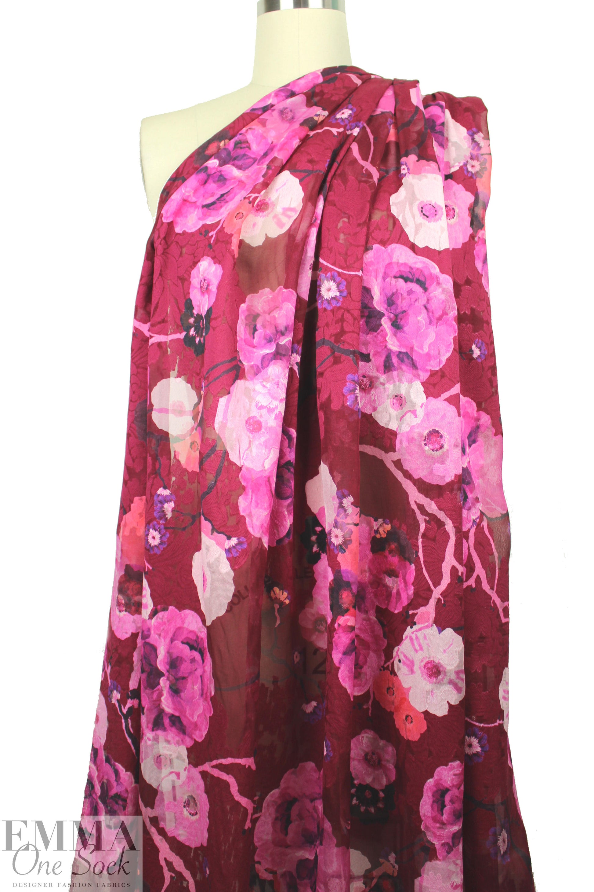 Italian silk/cotton clipped voile overprinted floral