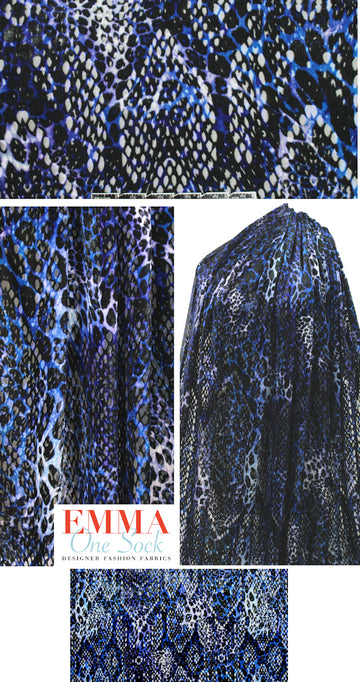 Tah@ri animal patchwork burnout silk/visc - blue