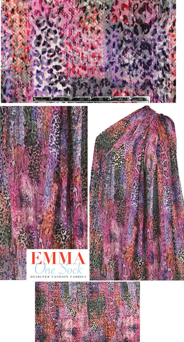 Tah@ri animal patchwork burnout silk/visc - pink