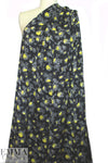 NY designer yellow flowers on black silk CDC 2.125 yd