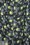 NY designer yellow flowers on black silk CDC