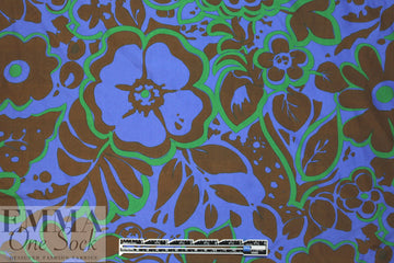 NY designer blue/kelly/nutmeg floral silk blouseweight .75 yds