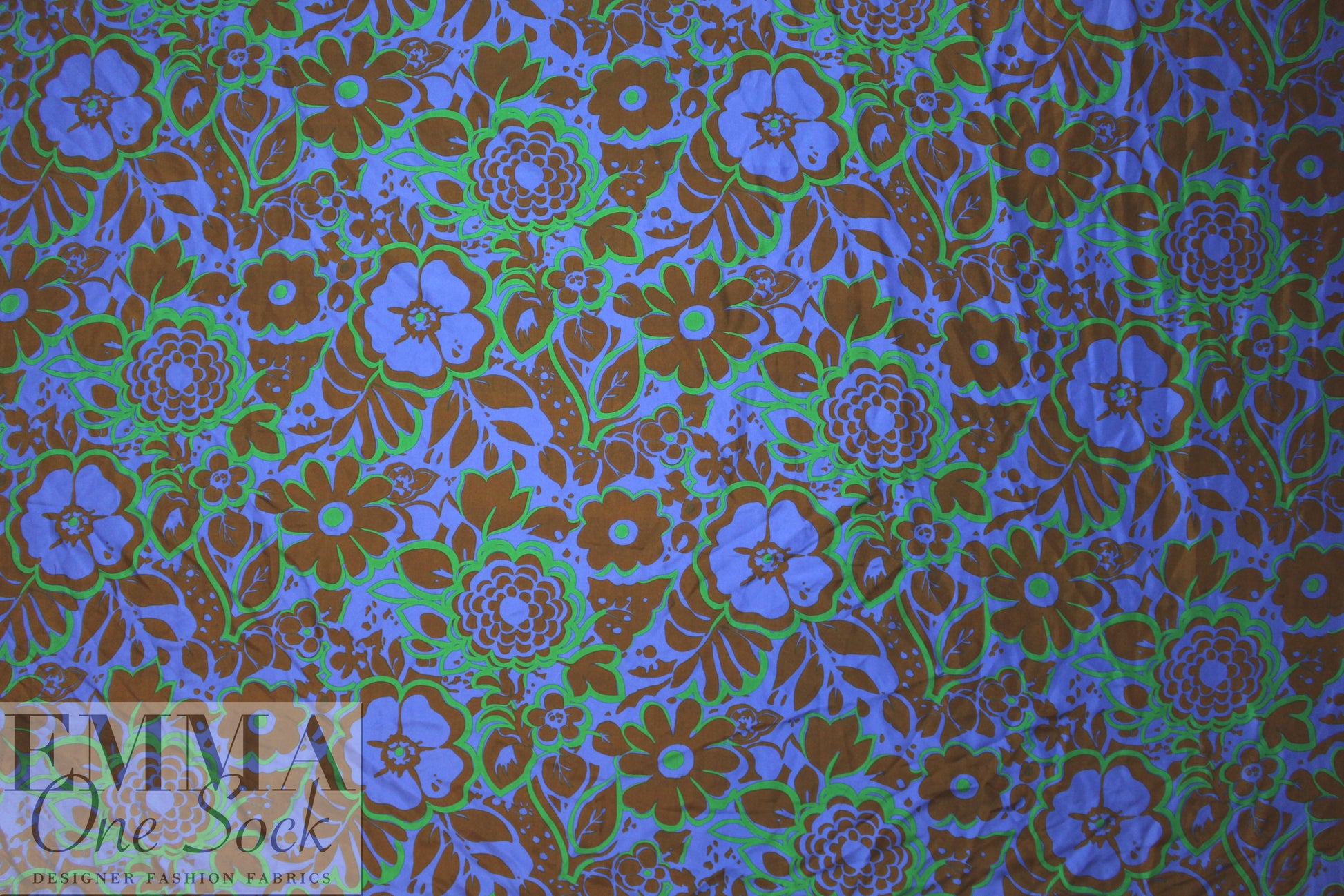NY designer blue/kelly/nutmeg floral silk blouseweight