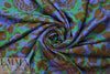 NY designer blue/kelly/nutmeg floral silk blouseweight .75 yds