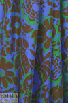 NY designer blue/kelly/nutmeg floral silk blouseweight .75 yds