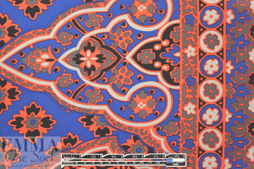 famous designer border design CDC - coral/cobalt 1.875 yd