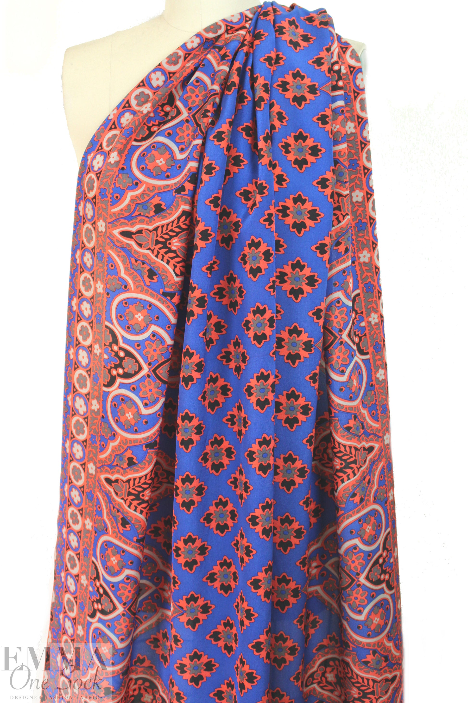 famous designer border design CDC - coral/cobalt