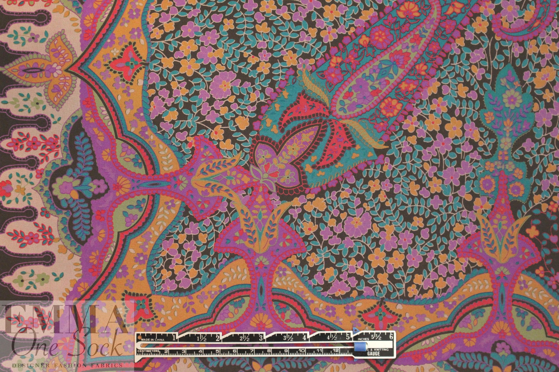 famous designer panel silk CDC - choc/violet